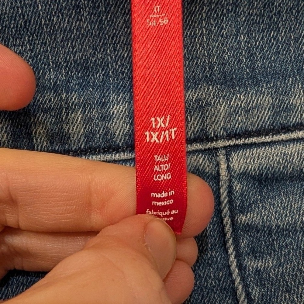 Spanx Denim Cropped Kick Flare Jeans Vintage Wash 1X Tall 20541T - Picture 10 of 12